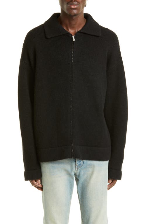 Plait Gender Inclusive Cashmere Zip Jacket in Black