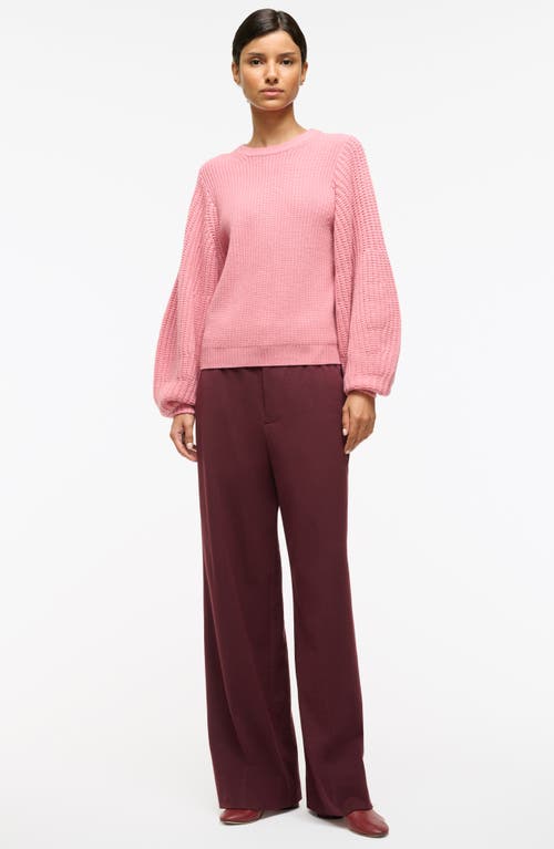 Shop Staud Aura Bishop Sleeve Wool Blend Sweater In Damask Pink