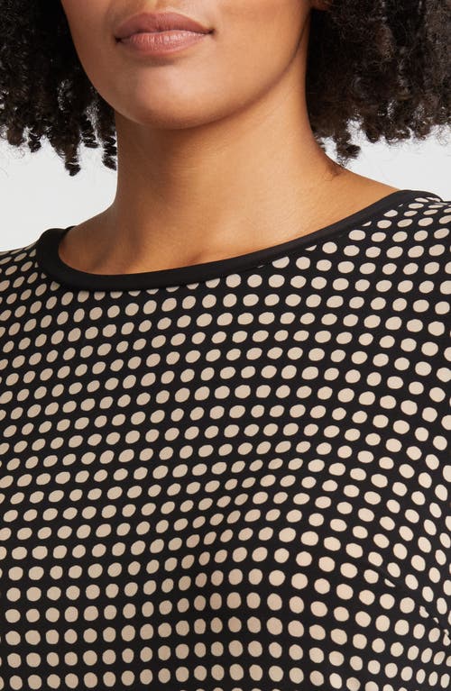 Shop Anne Klein Pearly Dot Button Back Top In Anne Black/latte