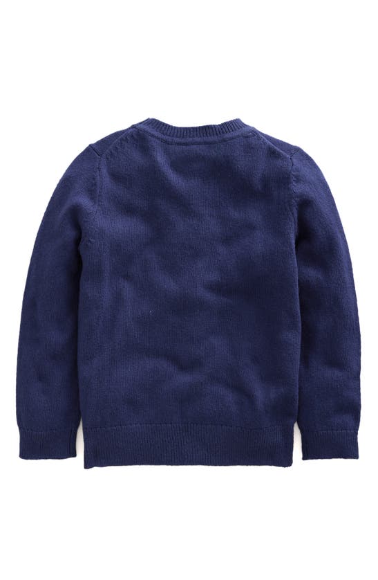 Shop Mini Boden Kids' Wolf Sweater In French Navy Wolf
