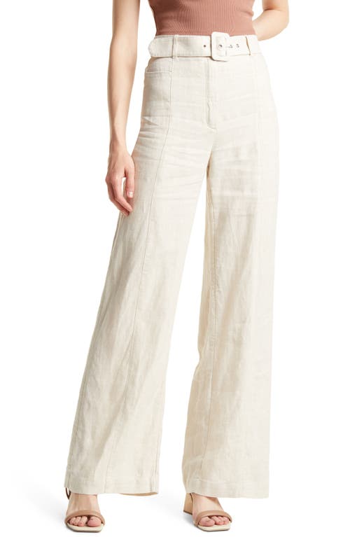 & Other Stories Belted Linen Flare Pants in Beige Linen