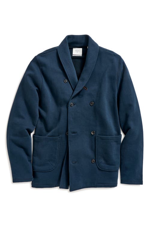 Billy Reid John Shawl Collar French Terry Jacket In Carbon Blue