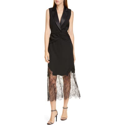 Self-Portrait Sleeveless Lace Midi Dress, Black