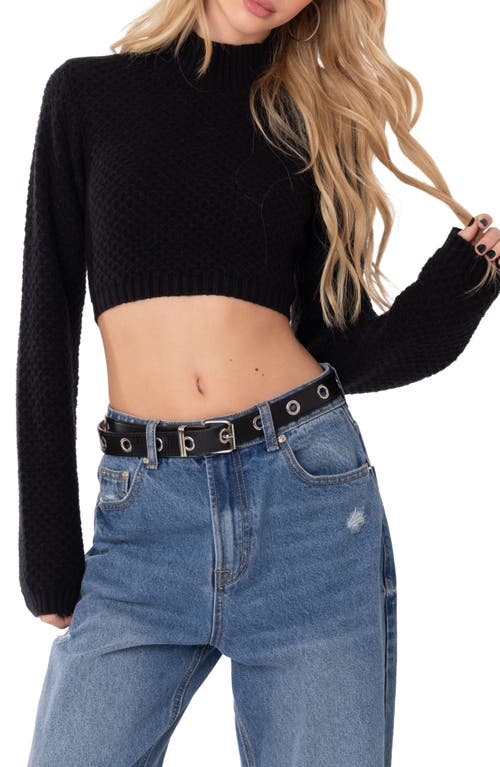 EDIKTED Brynn Open Back Crop Sweater in Black at Nordstrom, Size X-Large