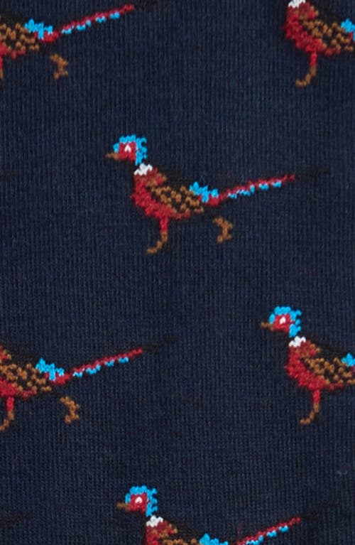 Shop Barbour Mavin Pheasant Cotton Blend Crew Socks In Navy/pheasant