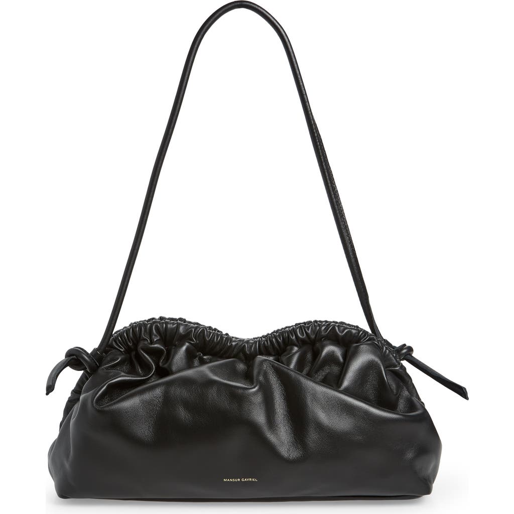 Mansur Gavriel Small Cloud Leather Clutch In Black/flamma