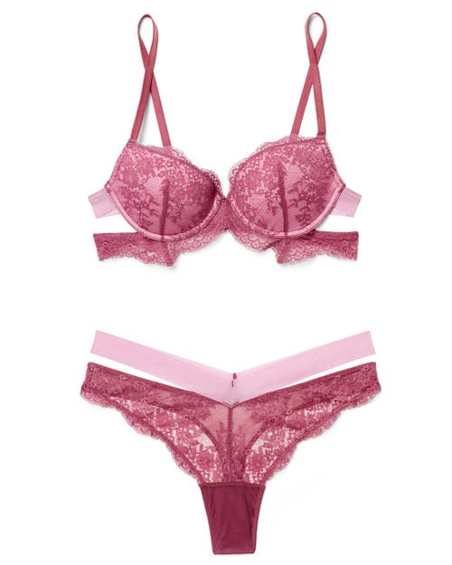 Adore Me Olisa Push Up Demi Bra In Dark Pink