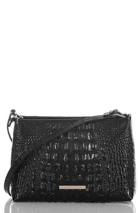 Brahmin Katie Croc Embossed Leather Crossbody Bag in Black