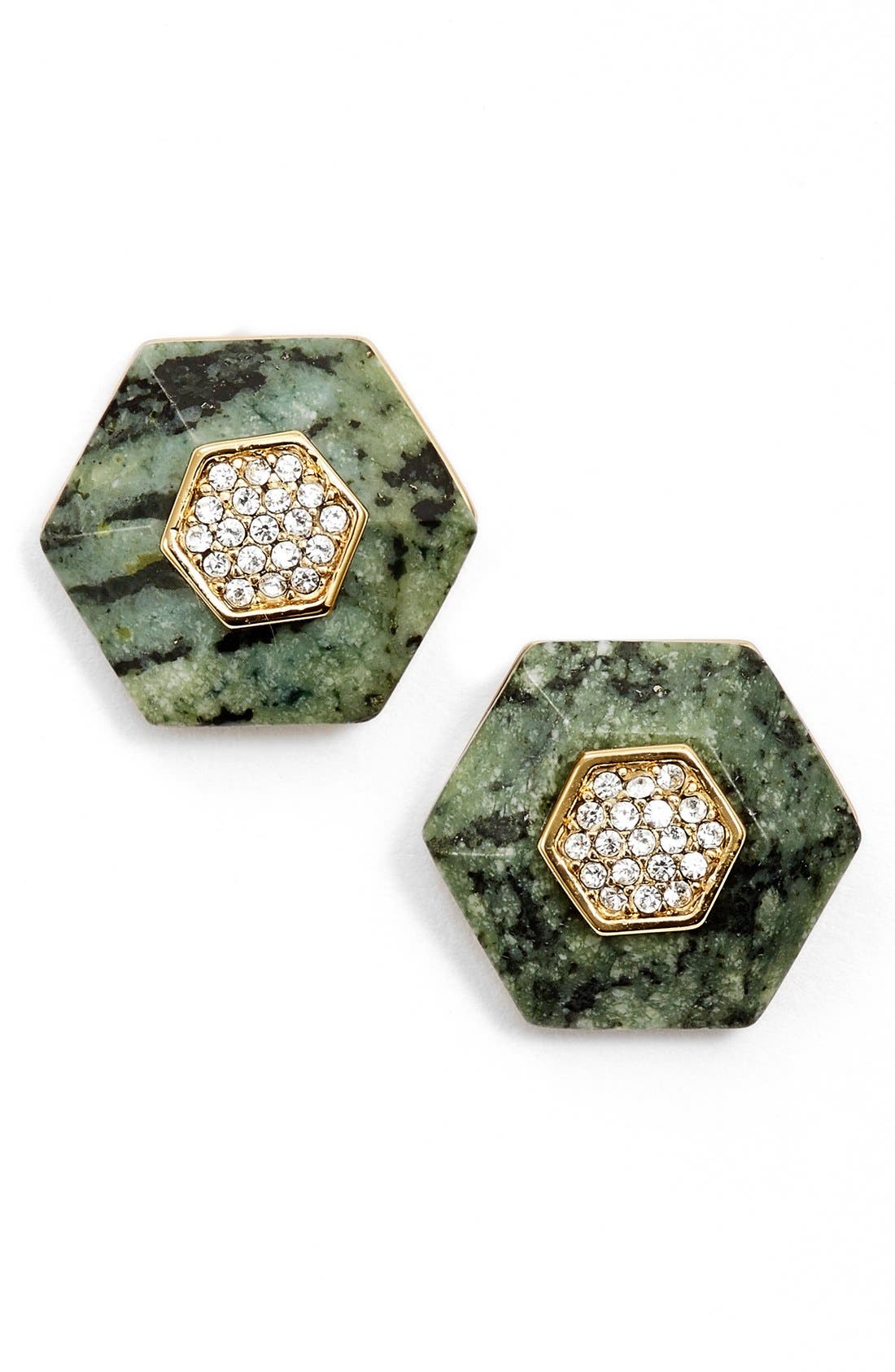 Rachel Zoe 'Ali' Stone & Crystal Hexagon Stud Earrings Nordstrom