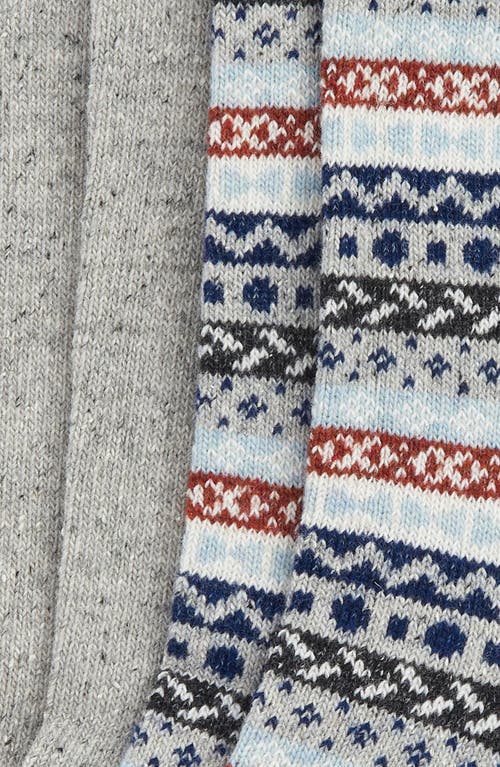 Shop Barbour Fair Isle & Solid Assorted 2-pack Wool Blend Crew Socks In Blue Granite Mix