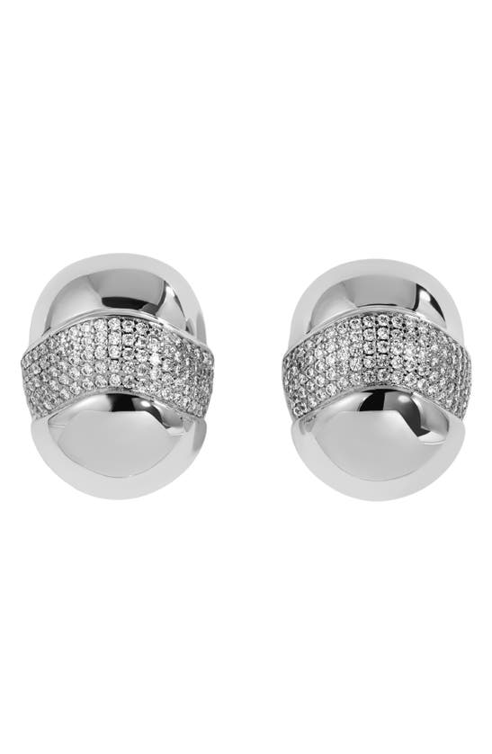 Shop Lili Claspe Pavé Cubic Zirconia Shield Earrings In Silver