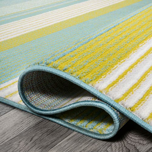 Jonathan Y Duxbury Gradient Ticking Striped Area Rug In Green/blue