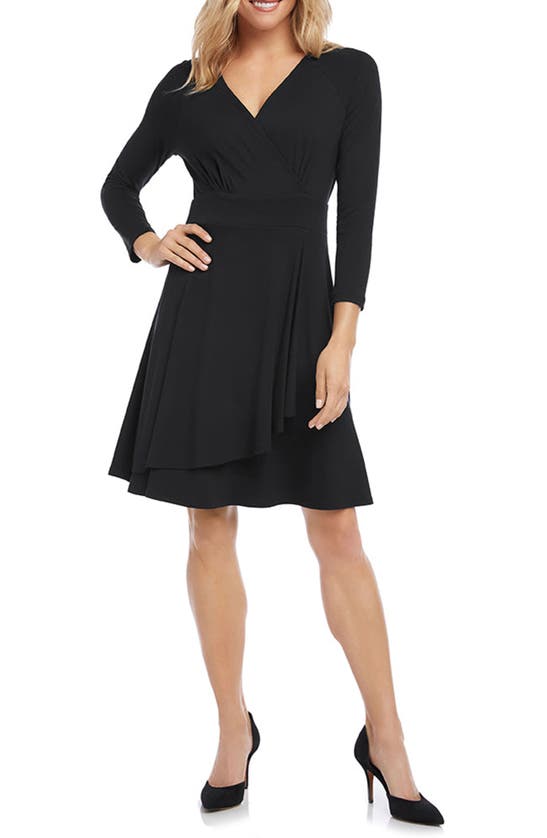 Shop Karen Kane Drape Faux Wrap Dress In Black