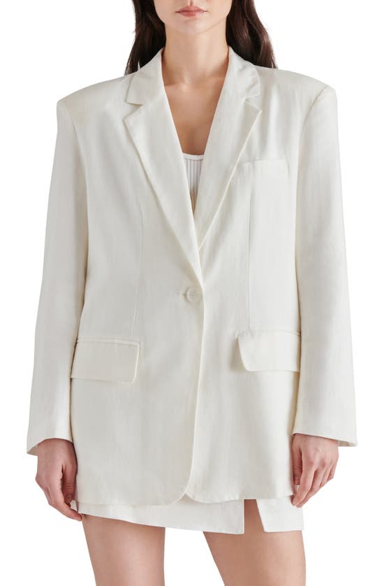 Shop Steve Madden Imaan Oversize Linen Blend Blazer In Ivory