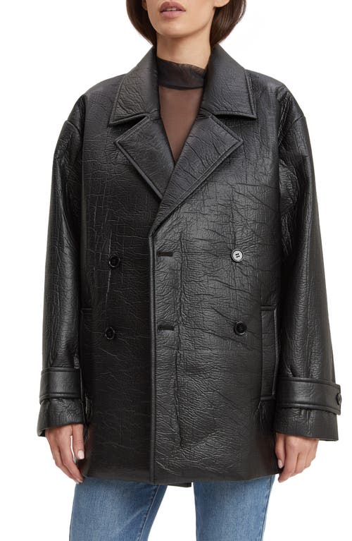 Bardot Cameron Double Breasted Faux Leather Coat in Black at Nordstrom, Size X-Large