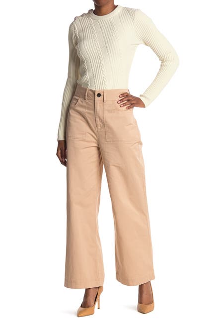 Image of GANNI High Rise Stretch Wide Leg Chino Pants