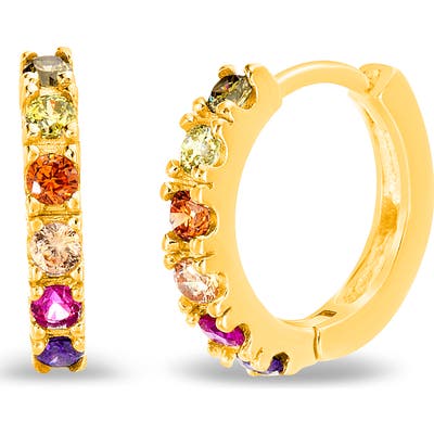 Lesa Michele Rainbow Cubic Zirconia Huggie Hoop Earrings