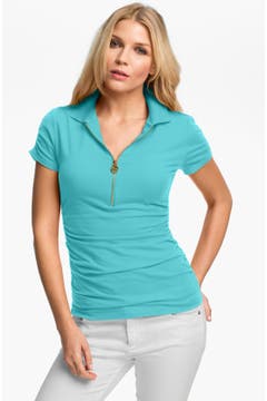Michael michael kors short sleeve ruched polo top Clearance