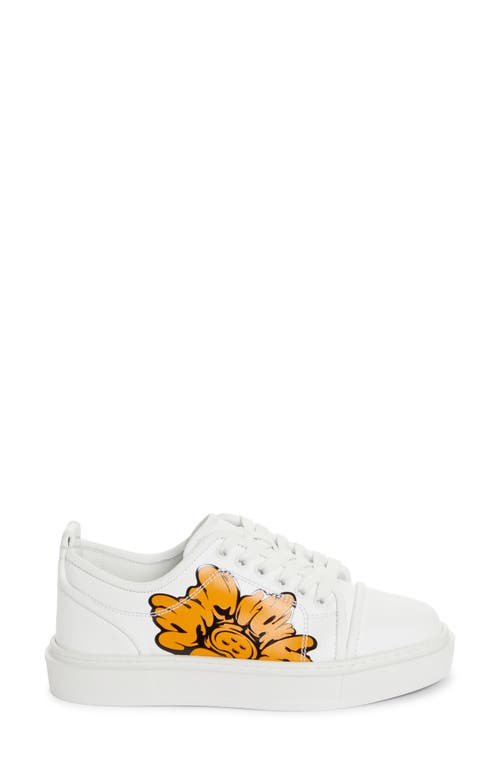 Shop Christian Louboutin X Shun Sudo Adolon Donna Button Flower Low Top Sneaker In W146 White/multi