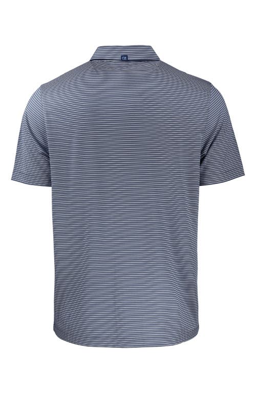 Cutter & Buck Forge Eco Double Stripe Stretch Recycled Mens Polo In Navy Blue/white