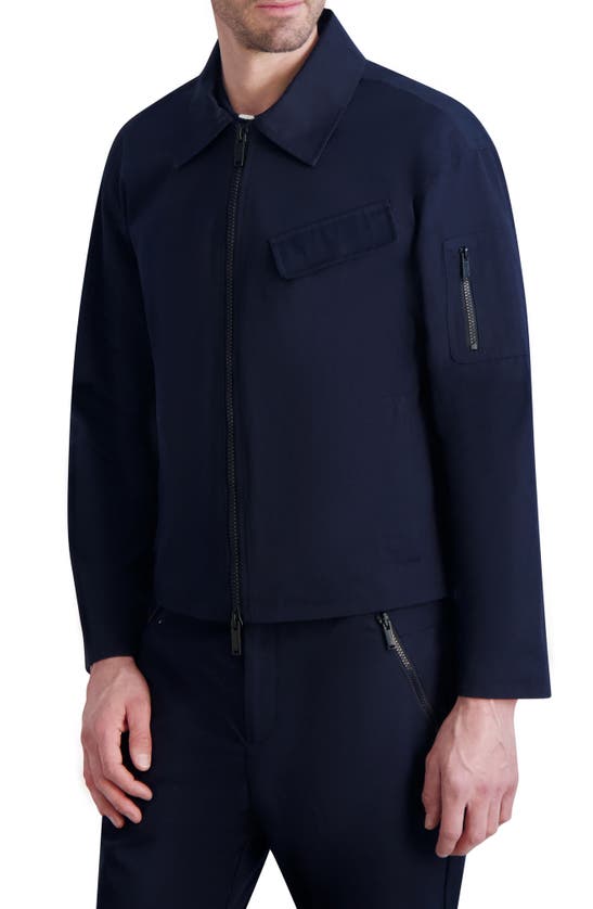Shop Karl Lagerfeld Zip-up Work Jacket In Navy