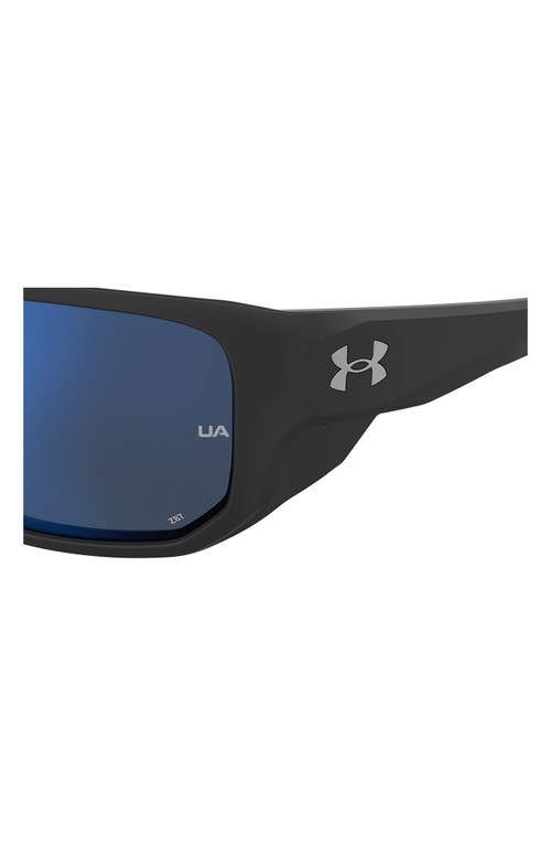 Under Armour Attack 2 63mm Wrap Sunglasses In Black/grey Blue Silver Polar