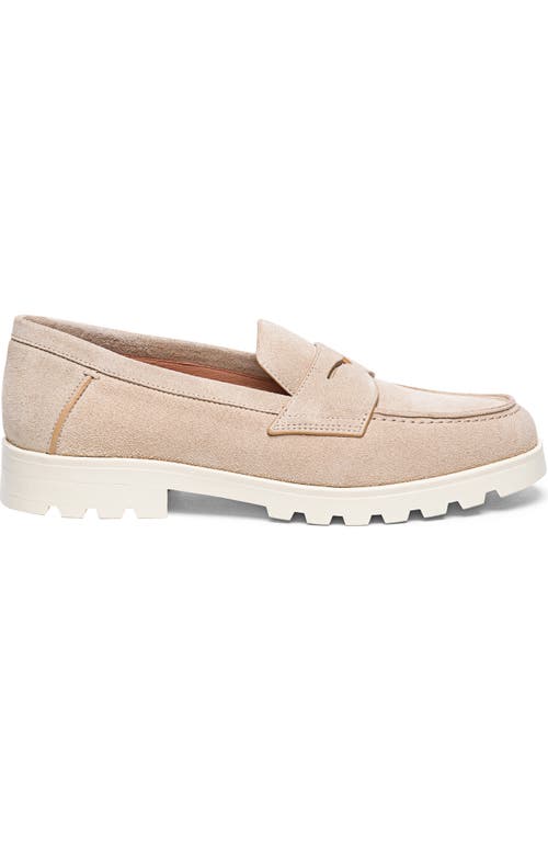 Shop Santoni Beige Nubuck Lugsole Loafer