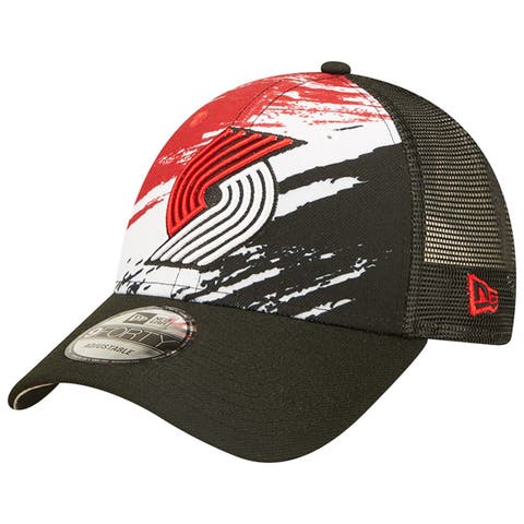 Men's New Era Black Portland Trail Blazers Logo A-Frame 9FIFTY Trucker Snapback Hat