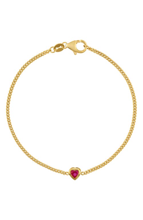 Fzn Heart Charm Bracelet In Ruby