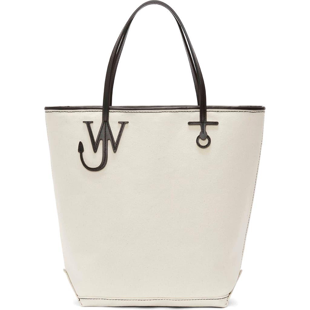 Jw Anderson Tall Anchor Canvas Tote In Natural/black