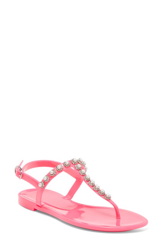 Stuart Weitzman Crystal Embellished Jelly Sandal In Neon Pink