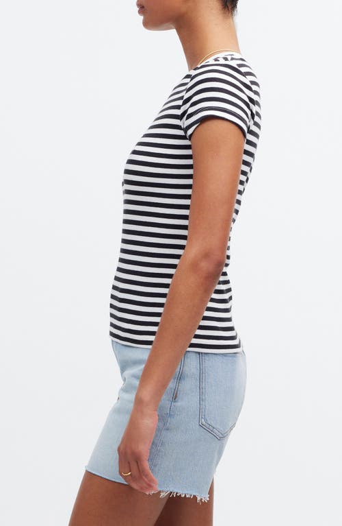 Madewell Stripe Supima® Cotton Blend Rib T-shirt In True Black