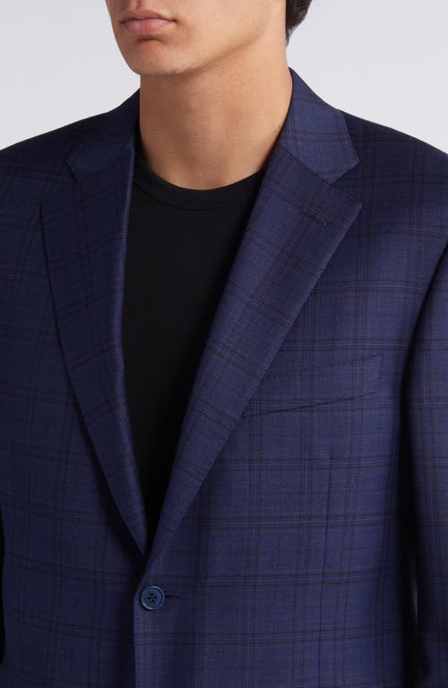 Shop Canali Siena Regular Fit Plaid Wool Sport Coat In Navy