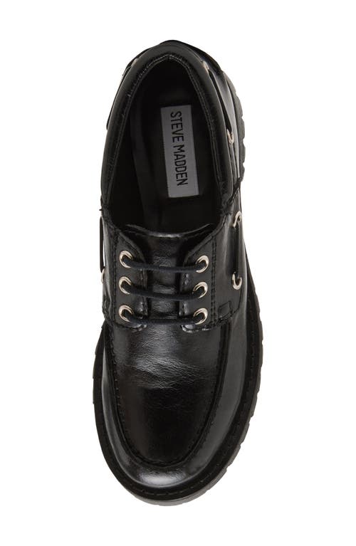 Shop Steve Madden Lavine Boat Shoe In Black Leather