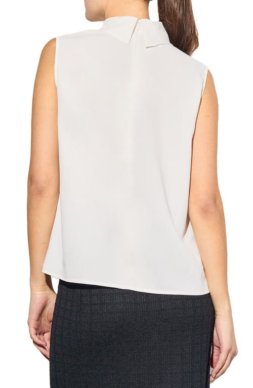 Ming Wang Heritage Fit Turtleneck Crêpe De Chine Shell Top In White