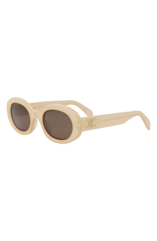 Shop Celine Triomphe 52mm Oval Sunglasses In Orange/other/brown