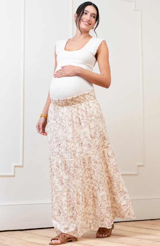 Shop Seraphine Floral Two-piece Maternity Crop Top & Maxi Skirt