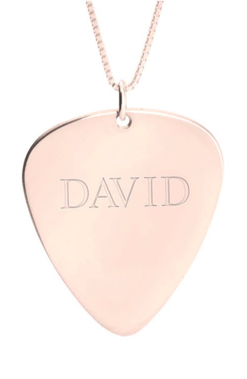 Personalized Guitar Pick Pendant Necklace in Rose Gold Plated