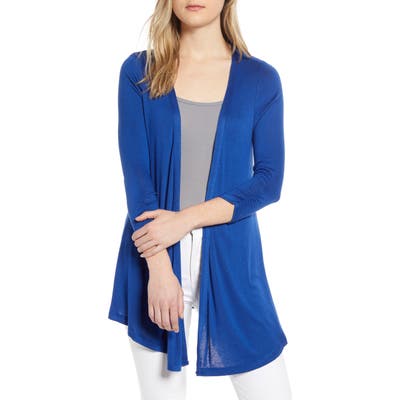 Bobeau Mixed Media Cardigan, Blue