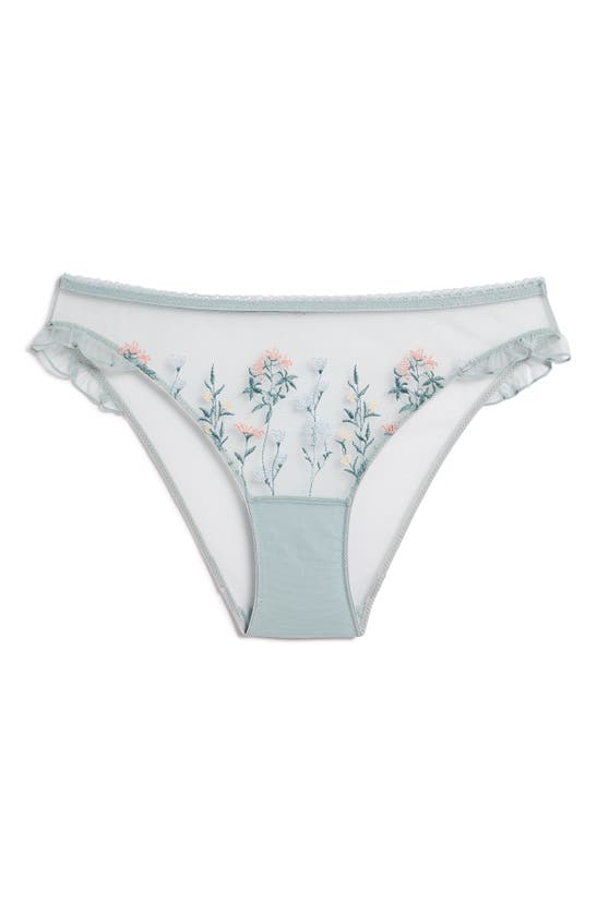 Shop Etam Jardin Embroidered Tulle Panties In Blue Lagoon