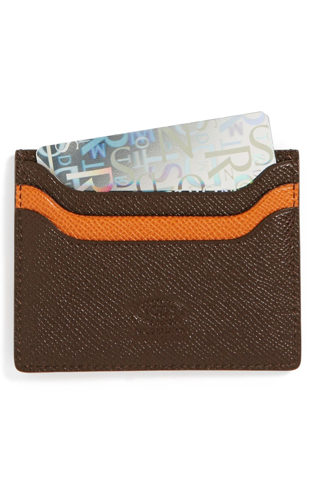 Tod's Contrast Pebbled Leather Card Holder Nordstrom