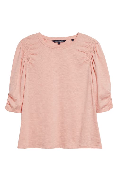 Shop Veronica Beard Jessa Smocked Shoulder Cotton T-shirt In Rosebloom