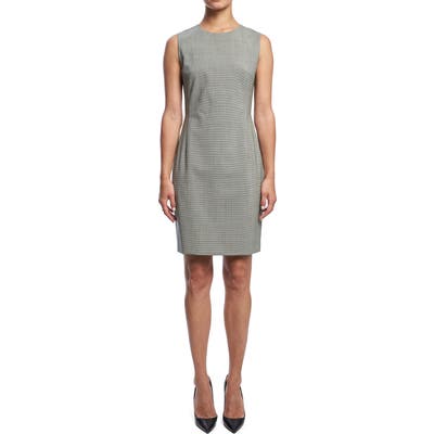 Theory Sleeveless Seam Fitted Stretch Wool Dress, Black