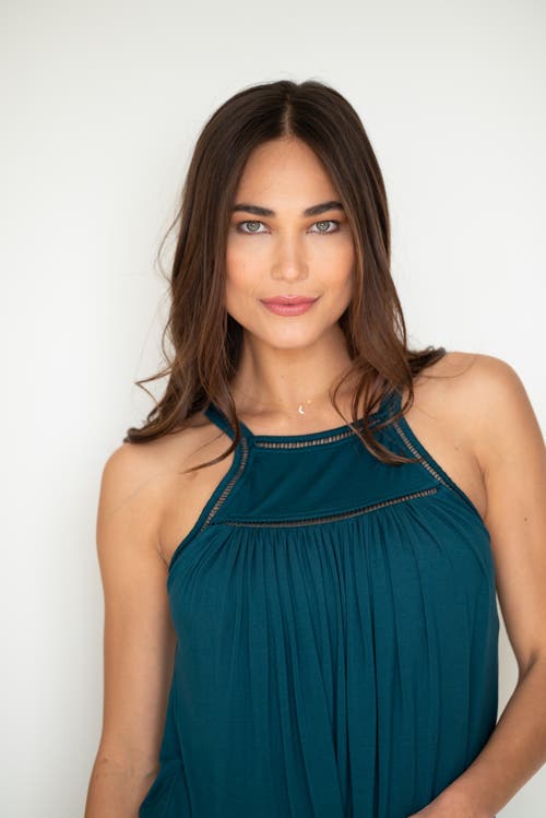Jjwinks Wine Down Built-in Shelf Racerback Tank Lounge & Sleep Top In Deep Teal