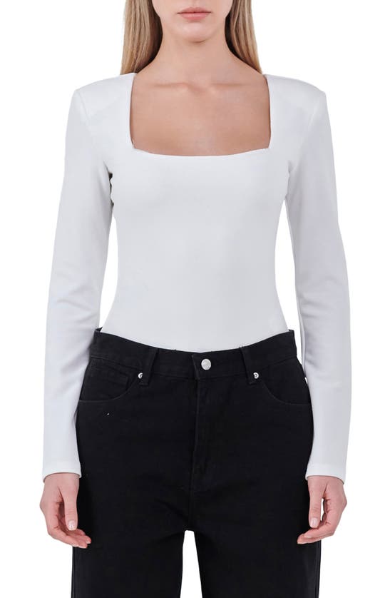 Grey Lab Square Neck Bodysuit In White