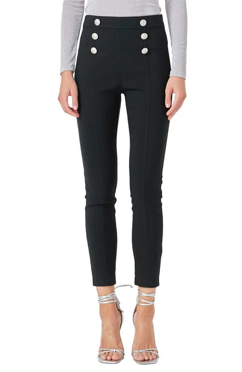 Shop Endless Rose Sailor Button Skinny Pants In Black