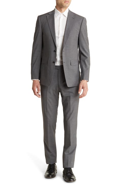 Slim Fit Grey Check Wool Blend Suit