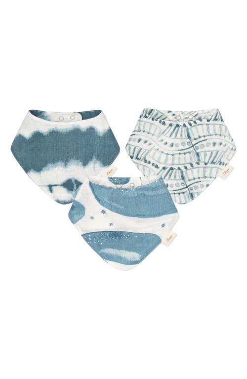 Crane Baby 3-pack Cotton Muslin Bandana Baby Bibs In Blue