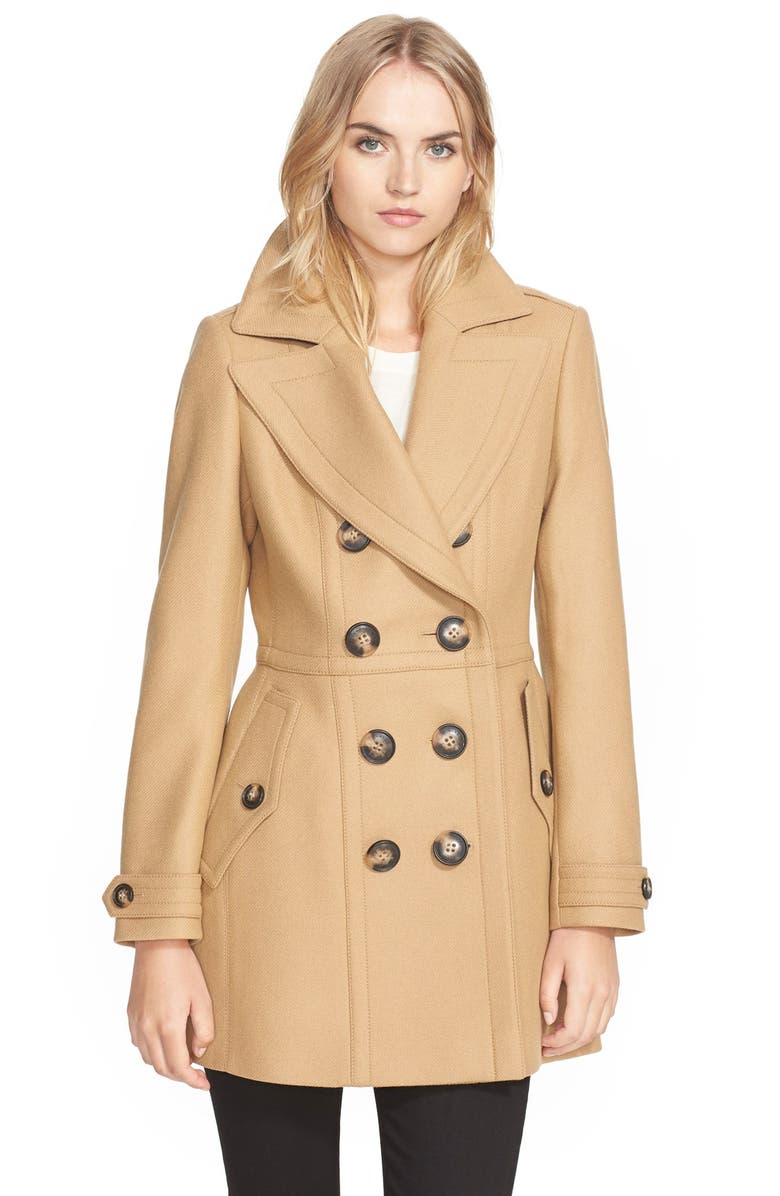 Burberry Brit 'Dillsmead' Double Breasted Skirted Wool Blend Coat ...