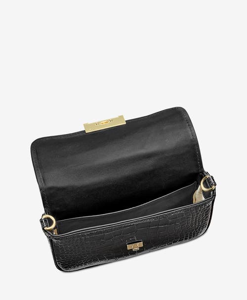 Shop Gigi New York Edie Shoulder Bag In Black Embossed Croc